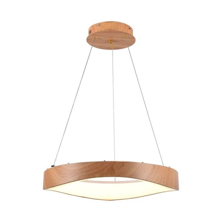 Lampa wisząca Wooden 50 cm 25W 3000K stylowa i elegancka lampa z wbudowanymi ledami wykończenie w kolorze drewna i bieli