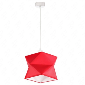 Lampa wisząca Quasar 20 cm czerwona / biała designerska lampa sufitowa do salonu z bawełnianym abażurem i metalową podstawą