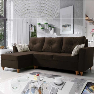 Narożnik z funkcją spania Topeka brązowy lewostronny stylowy i nowoczesny design wpisujący się w każdą aranżację