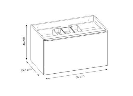 Szafka pod umywalkę nablatową Santa Fe 80 cm szary krzemowy funkcjonalna szafka z szufladami praktyczny organizer uchwyt krawędziowy