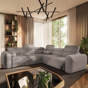 Narożnik z funkcją spania Cantare III Lux szary popiel prawostronny stylowy i komfortowy narożnik do salonu z podnoszonym podnóżkiem