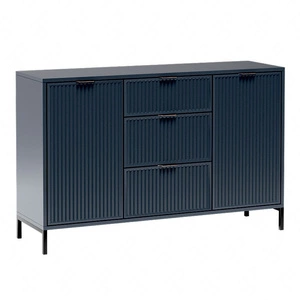 Komoda z szufladami Linka 135 cm indigo elegancki design geometryczny kształt komoda osadzona na wysokich nogach ryflowany front