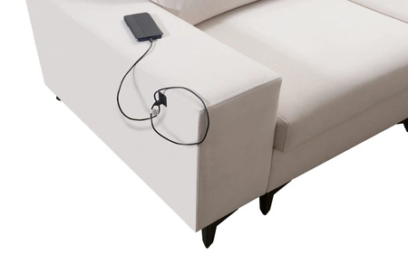 Narożnik z funkcją spania Kelly Sleek X szary popiel lewostronny niezwykle elegancki narożnik do salonu z regulowanymi zagłówkami