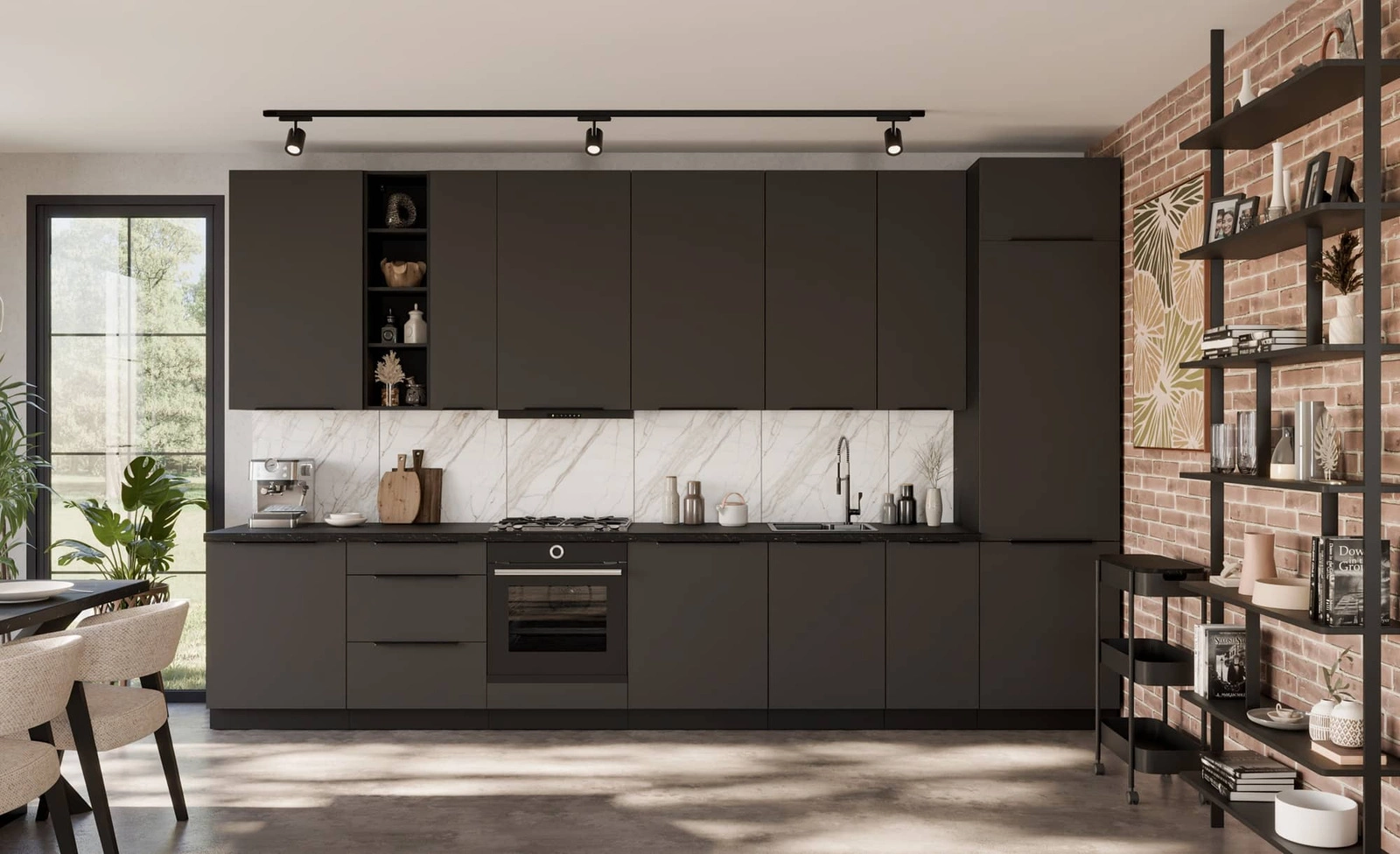 Zestaw mebli kuchennych prosty Aversa Bl