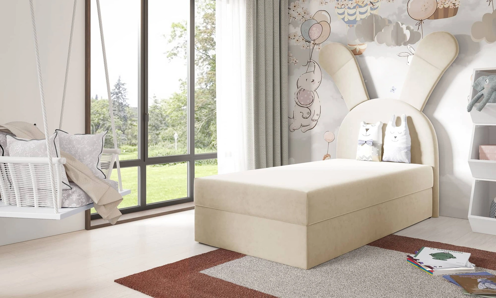 Łóżko kontynentalne Beti 100x200 w kolorze beżowym Magic Velvet 2250