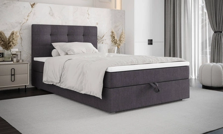 Łóżko kontynentalne Flint 90x200 grafitowe w nowoczesnym skandynawskim stylu z tapicerowanym zagłówkiem łóżko z pojemnikiem