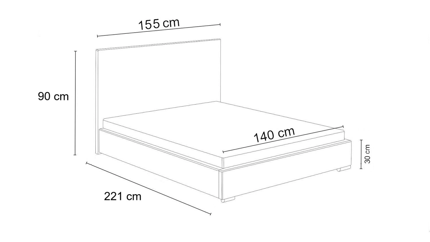 Łóżko z pojemnikiem Umiky 140x200 Inari 72 niebieskie pojemnik