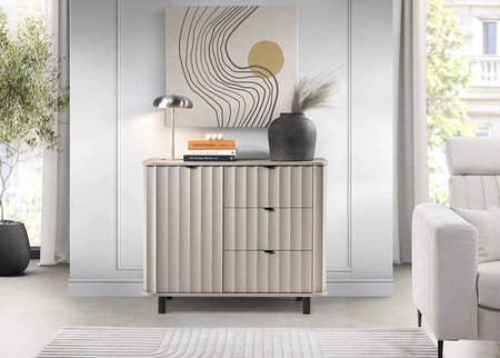 Komoda z szufladami Novado 111 cm clay grey funkcjonalna i estetyczna komoda do salonu lub sypialni stylowe pionowe frezowania