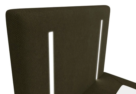 Łóżko kontynentalne Norco 90x200 zielone stylowe łóżko z pojemnikiem oświetlenie umieszczone w zagłówku nadaje wyjątkowości