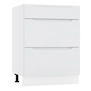 Szafka kuchenna stojąca z szufladami Zova D60 S/3 biały / jasny szary pojemna szafka odporna na wilgoć i uszkodzenia frezowane uchwyty