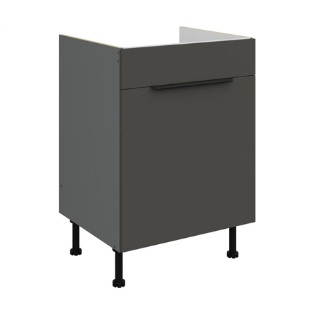 Zestaw mebli kuchennych Aversa Ant 300 cm stylowe szafki kuchenne z frontami wykonanymi w technologii anti fingerprint metalowe uchwyty