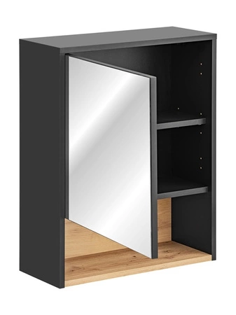 Szafka łazienkowa wisząca z lustrem Borneo 60 cm szary / dąb artisan elegancka szafka nad umywalkę idealnie dopełni aranżację łazienki