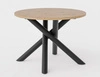 Stół okrągły Lyon 110 cm dąb artisan / czarny designerski stół do jadalni osadzony na metalowych nogach typu pająk regulacja wysokości