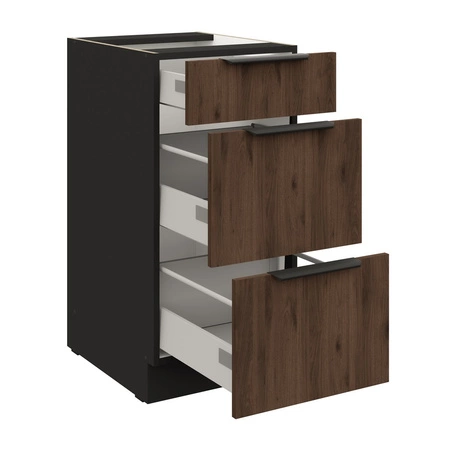 Szafka kuchenna stojąca z szufladami Brianza 40 D 3S BB metalowe uchwyty krawędziowe szafka odporna na działanie wilgoci i uszkodzenia