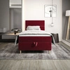 Łóżko kontynentalne Bing 120x200 bordowe w nowoczesnym skandynawskim stylu z tapicerowanym zagłówkiem łóżko z pojemnikiem