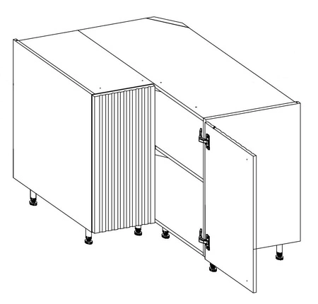 Zestaw mebli kuchennych narożny Antri / Verdi 330x210 cm szafki kuchenne z ozdobnymi lamelami nadają kuchni szczególnego charakteru