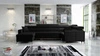 Narożnik z funkcją spania Nausa V czarny lewostronny elegancki narożnik do salonu wykonany z miękkiej tkaniny typu velvet