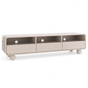 Szafka RTV Bion 180 cm beżowa nowoczesny design zaokrąglone linie szafki pod telewizor designerskie nogi w kształcie kul