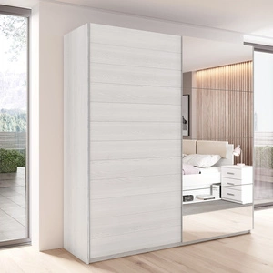 Szafa przesuwna Galaxy 221 cm abisko ash pojemna szafa z lustrem w nowoczesnej formie wyposażona w aluminiowe prowadnice drzwi