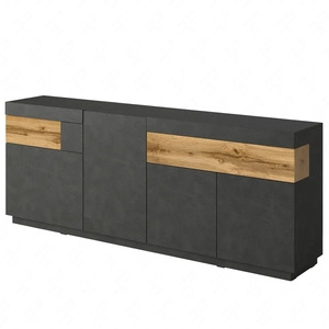 Komoda z szufladami Silke 219 cm matera / dąb wotan nietuzinkowa komoda idealna do nowoczesnych wnętrz push to open