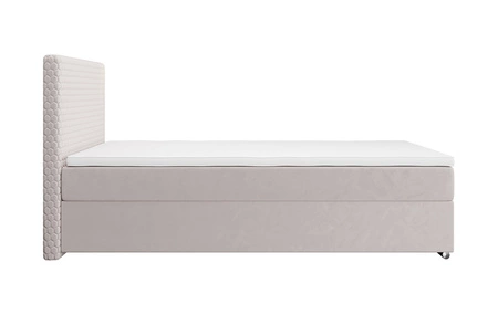 Łóżko kontynentalne Fargo 100x200 beżowe w nowoczesnym skandynawskim stylu z tapicerowanym zagłówkiem łóżko z pojemnikiem