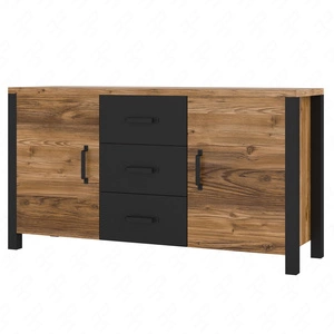Komoda z szufladami Olin 147 cm appenzeller / czarny stylowy design komody w stylu industrialnym czarne uchwyty