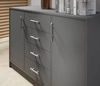 Komoda z szufladami Caspe 140 cm antracytowa nowoczesny design mebla obrzeża komody wykończone specjalną okleiną ABS