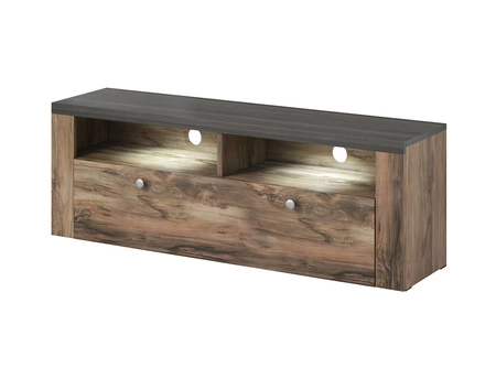 Szafka RTV Larona 140 cm orzech satin / touchwood nowoczesny design szafki pod telewizor drzwi otwierane do dołu