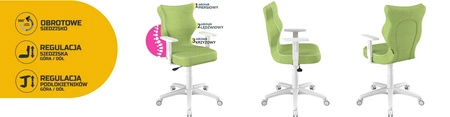 Krzesło do biurka Duo zielone dopasowane do wzrostu 159-188 cm profilowane siedzisko regulowane podłokietniki łatwo czyszcząca tkanina