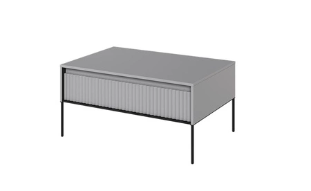 Zestaw mebli Trend szary nowoczesny design meble z klimatycznym oświetleniem w postaci paska led pod górnym blatem ryflowane fronty