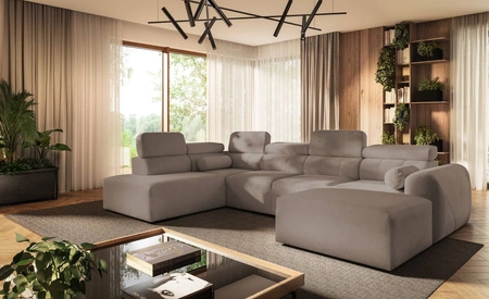 Narożnik z funkcją spania Cantare VI ciemny beż prawostronny wygodny narożnik o niebanalnym designie doskonale odnajdzie się w salonie