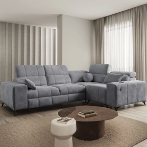 Narożnik z funkcją spania Penejos II szary prawostronny komfort podczas codziennego wypoczynku narożnik z pojemnikiem na pościel