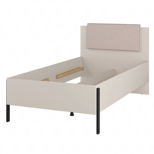 Łóżko Jukon S 100x200 cm beżowe nowoczesny styl idealne łóżko do pokoju nastolatka na matalowych czarnych nogach z tapicerowanym zagłówkiem