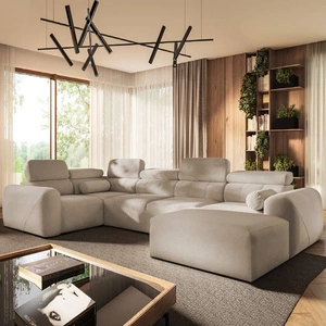 Narożnik z funkcją spania Cantare IV beżowy prawostronny starannie wykonany narożnik do salonu zapewnia komfort i wygodę