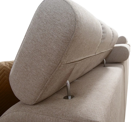 Narożnik z funkcją spania Bolmso XI szary lewostronny stylowy design narożnik rozkładany z szufladą i pojemnikami na pościel