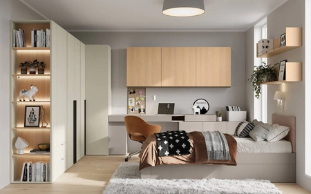 Szafka wisząca Woow 210 cm dąb vincenza bielona minimalistyczny design bezuchwytowe fronty doskonała szafka do przechowywania książek