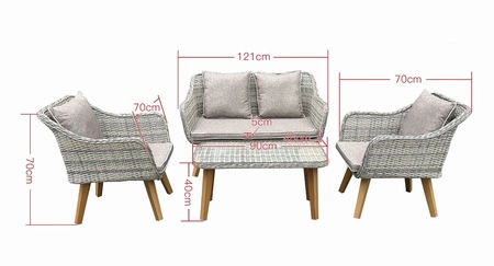 Zestaw mebli ogrodowych Largo szary beżowy stylowy design komplet mebli z nutą stylu skandynawskiego do przydomowej strefy wypoczynku