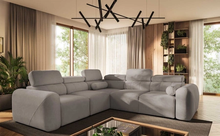 Narożnik z funkcją spania Cantare III szary popiel lewostronny komfortowy i stylowy narożnik do salonu dwa pojemniki na pościel