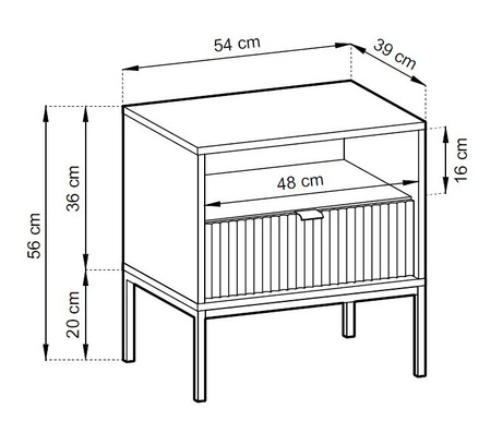 Szafka nocna z szufladą Lovro biała gustowny ryflowany dekor idealna szafka do sypialni złote metalowe dodatki