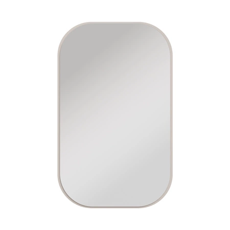 Lustro wiszące Ovalio 68 cm beżowe funkcjonalny dodatek do toaletki przedpokoju oraz garderoby lustro o nietypowym kształcie