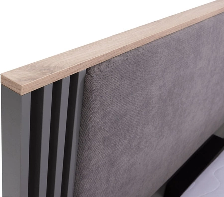 Łóżko Estan 160x200 cm antracyt idealne łóżko do sypialni obrzeża wykończone okleiną ABS designerski tapicerowany zagłówek