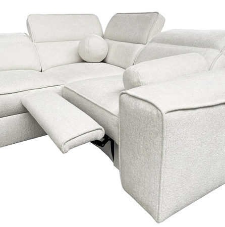 Narożnik z funkcją spania Viano IV Lux szary popiel lewostronny designerski narożnik z wysuwanym podnóżkiem duży pojemnik na pościel