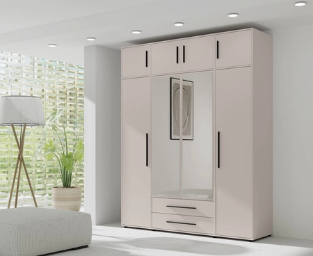 Nadstawka do szafy Maxione 198 cm beżowa funkcjonalna szafka powiększy miejsce do przechowywania ubrań obuwia i dodatków