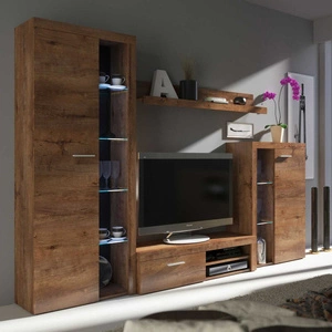 Meblościanka Rene dąb lefkas innowacyjna stylistyka nowoczesna aranżacja o eleganckim charakterze z szeroką funkcjonalnością