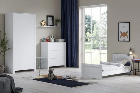 Łóżeczko niemowlęce Basal 140x70 cm białe klasyczne łóżeczko do pokoju niemowlęcego wykonane z litego drewna bukowego