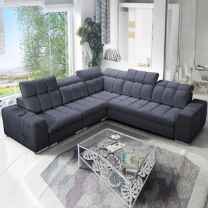 Narożnik z funkcją spania Luigi III grafitowy lewostronny komfortowy narożnik do salonu doskonały do codziennego wypoczynku