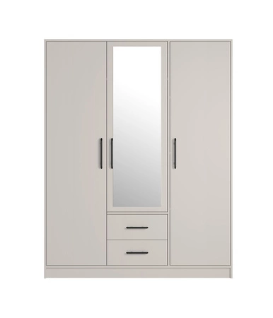 Szafa z lustrem Caspe 150 cm beżowa nowoczesny design wykończenie ABS oraz aluminiowe uchwyty