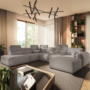 Narożnik z funkcją spania Cantare X szary popiel prawostronny wygodny narożnik o niebanalnym designie doskonały do przestronnego salonu