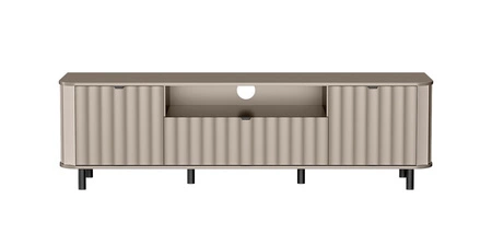 Szafka RTV Novado 196 cm clay grey współczesny design zaokrąglone krawędzie i dekoracyjny frezowany front w pionowe fale