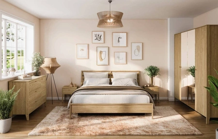 Komoda z szufladami Cozy 136 cm dąb olejowany klasyczny design komody do sypialni niewielkie uchwyty o ciekawym wykończeniu